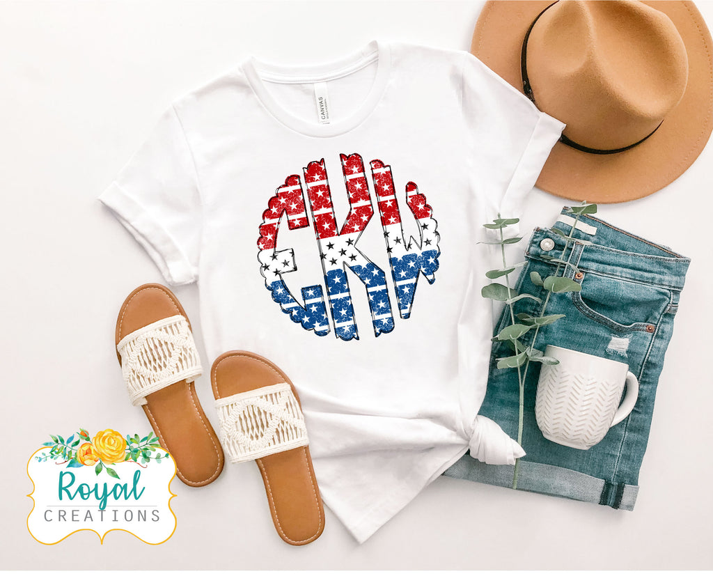 Red, White and Blue Monogram