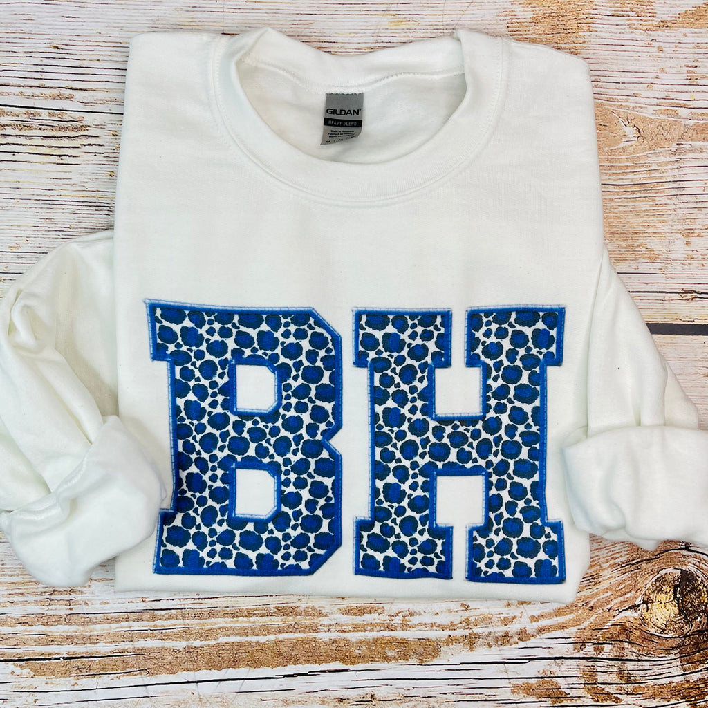 Faux Leopard Applique Printed Sweatshirt - BH