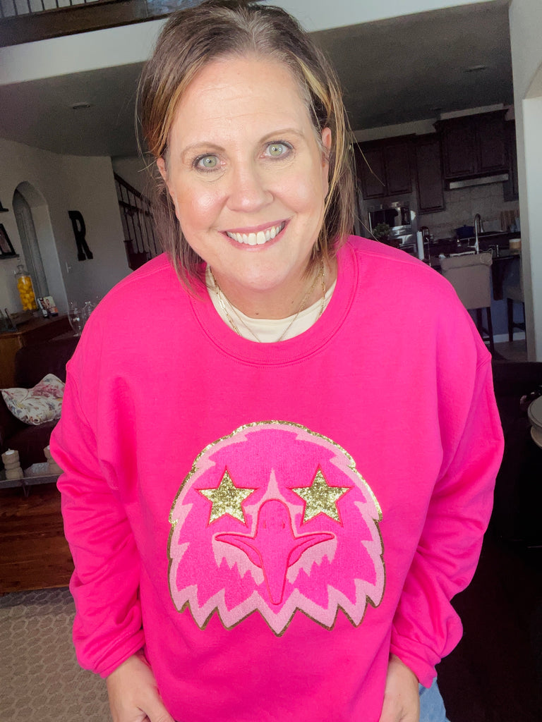Pink Star Eagle Chenille Sweatshirt ￼