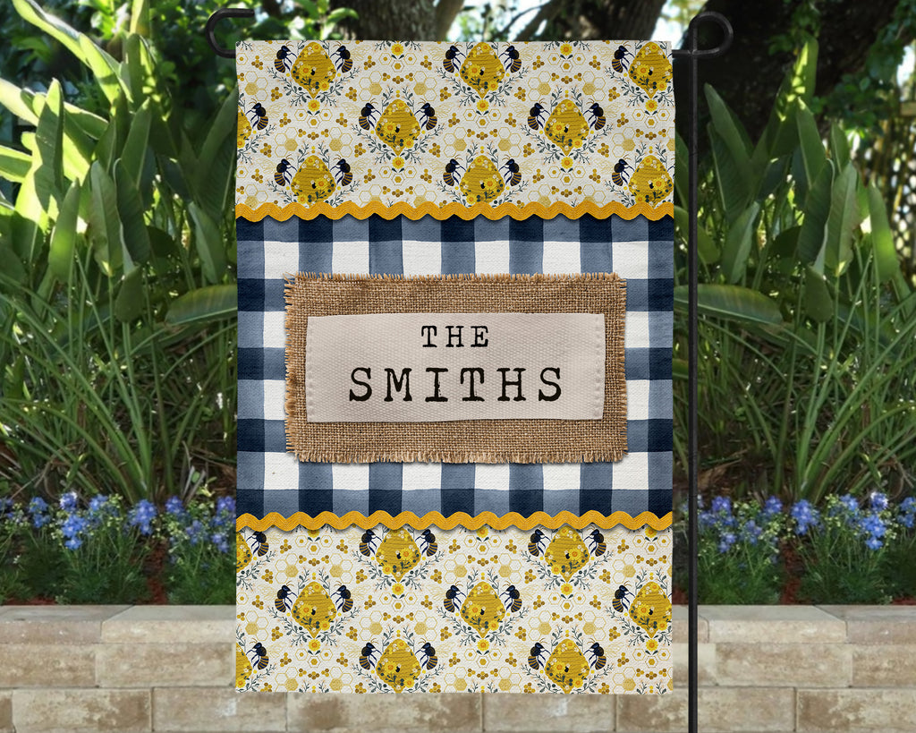 Bees in the Garden Personalized Garden Flag