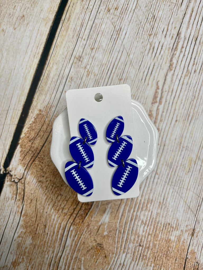 Triple Football Earings Royal Blue