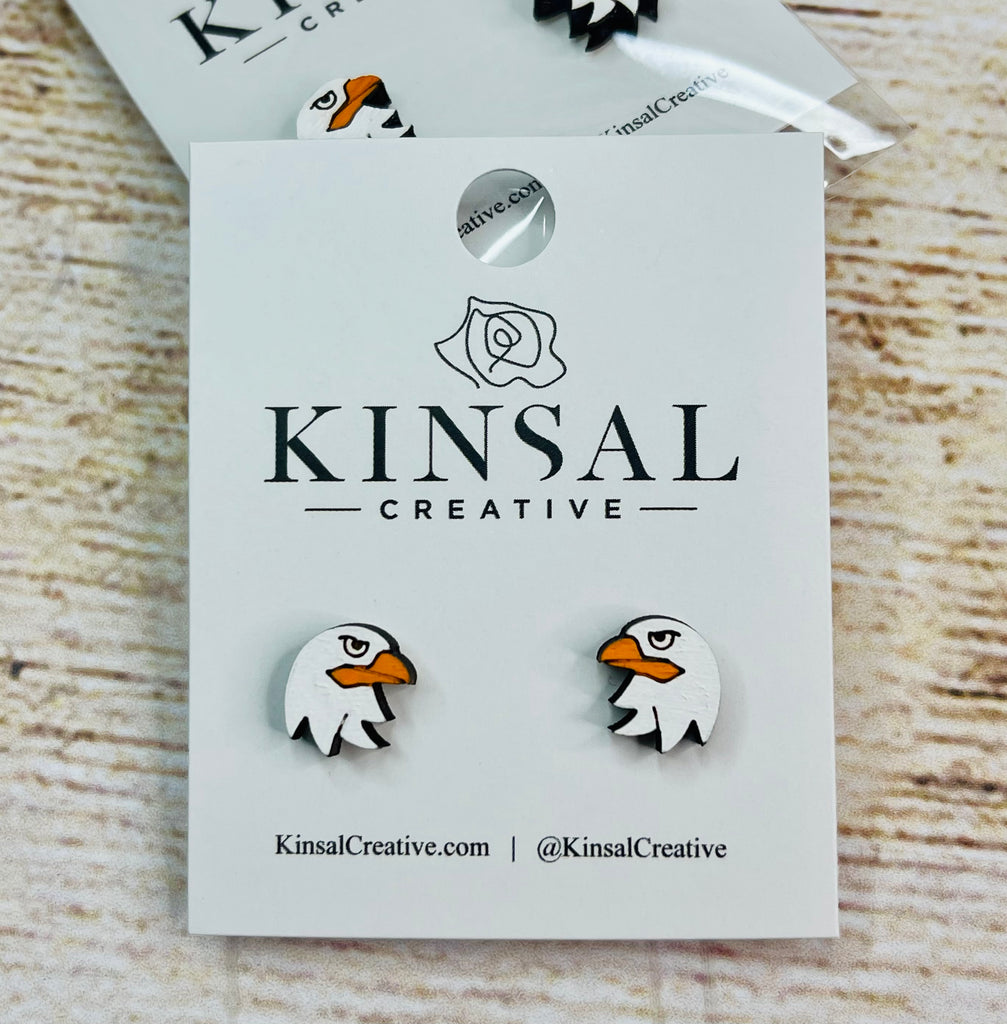 Eagle Wood Stud Earrings