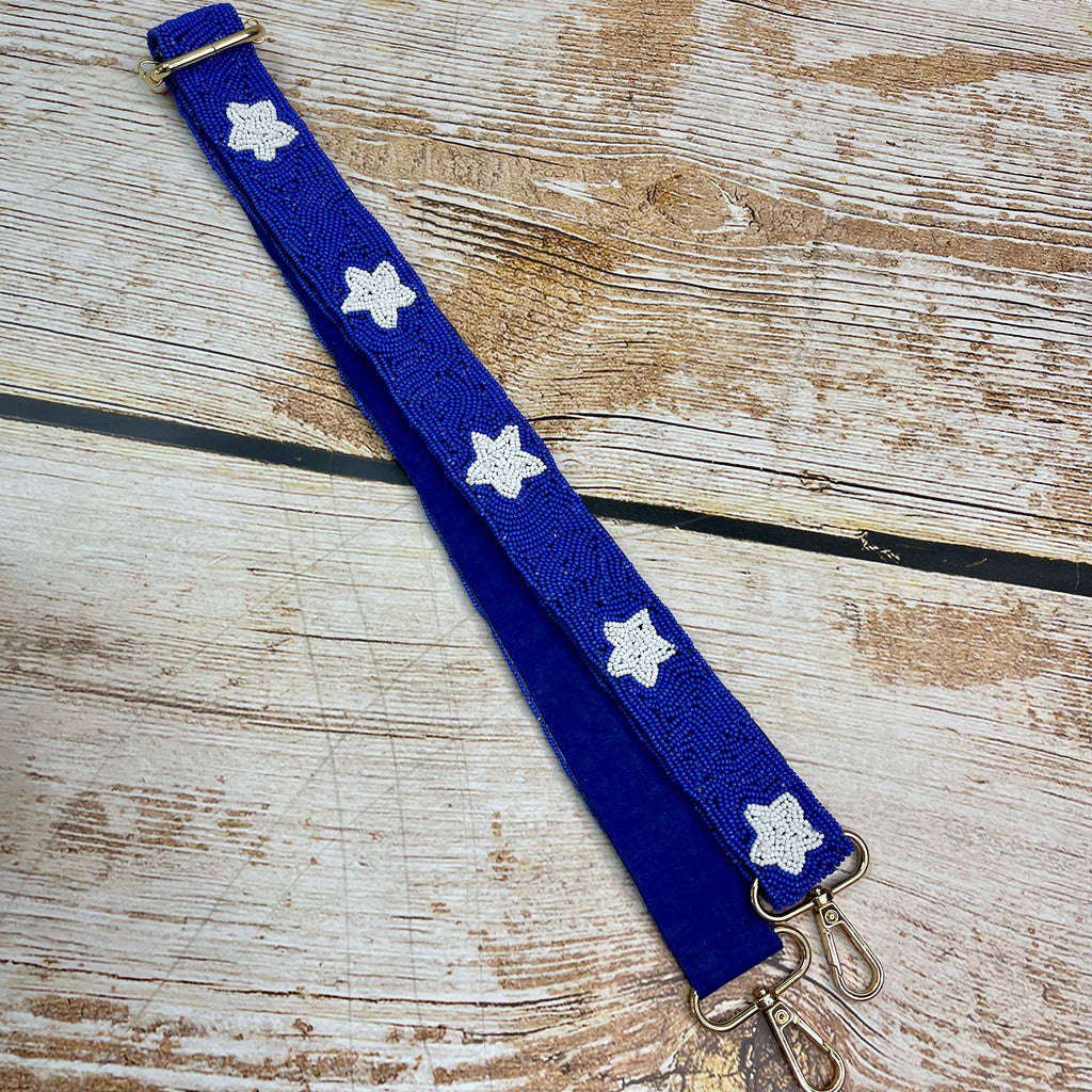 White and Royal Beaded Strap
