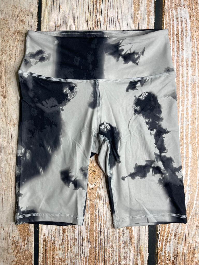 Black and Grey Tie Dye Bike Shorts