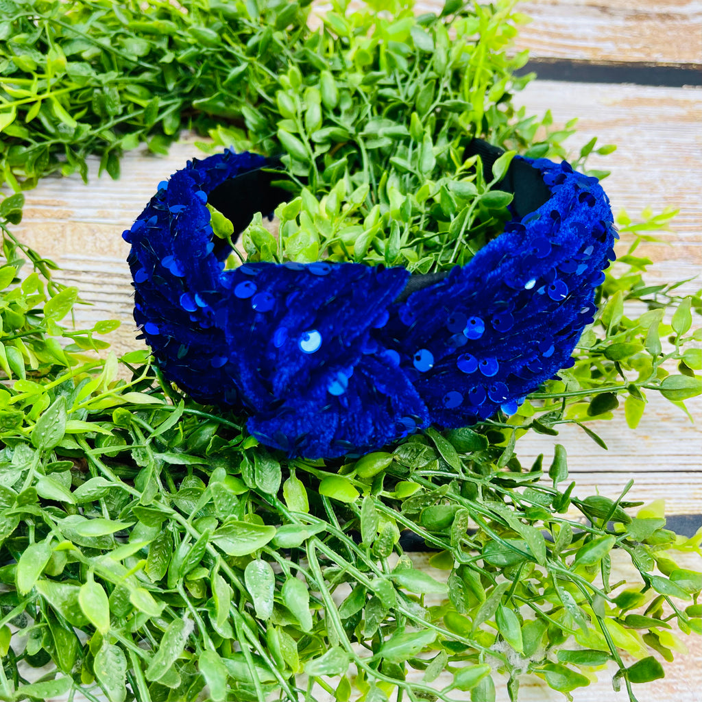 Sequin Royal Blue Knot Headband