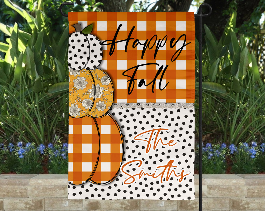 Stacked Pumpkin Fall Personalized Garden Flag