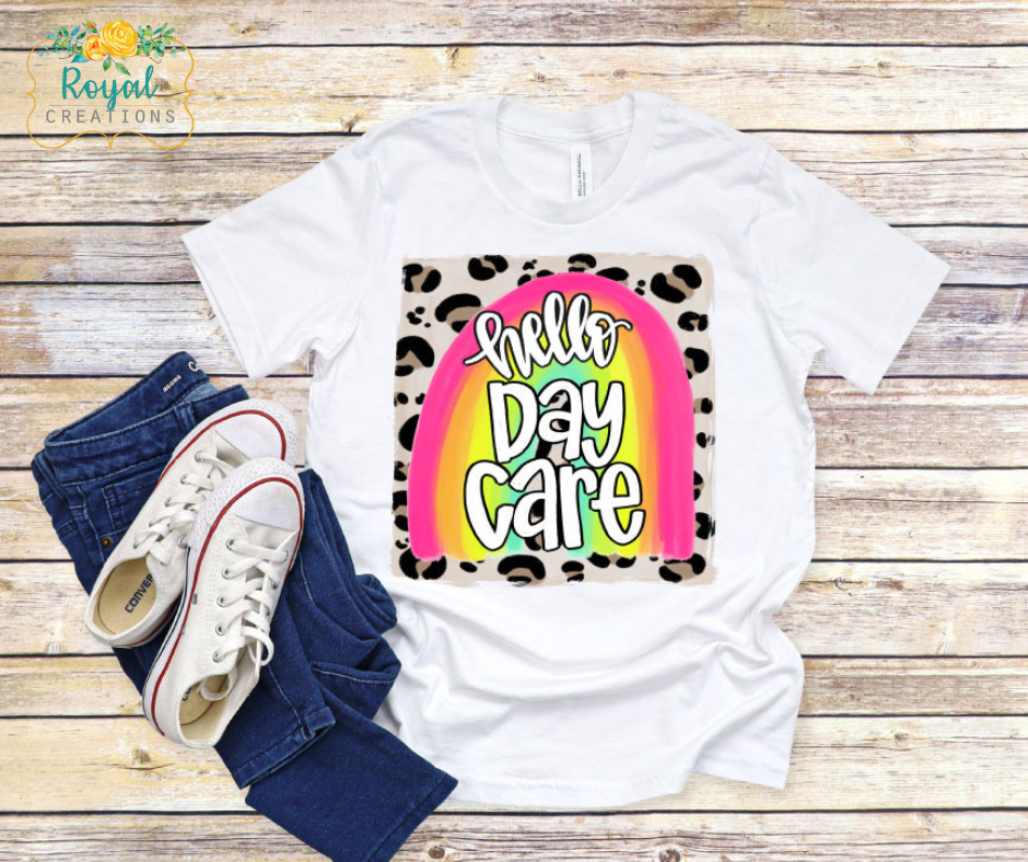 Hello School Rainbow Leopard Tee