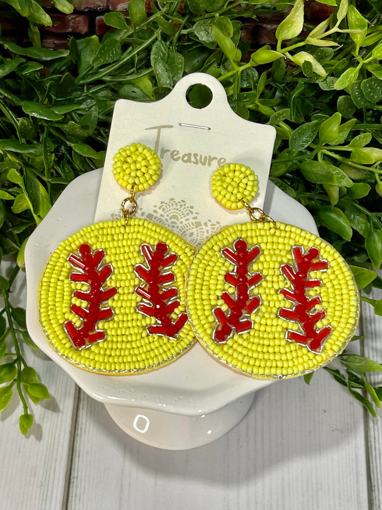 Softball Beaded Earrings