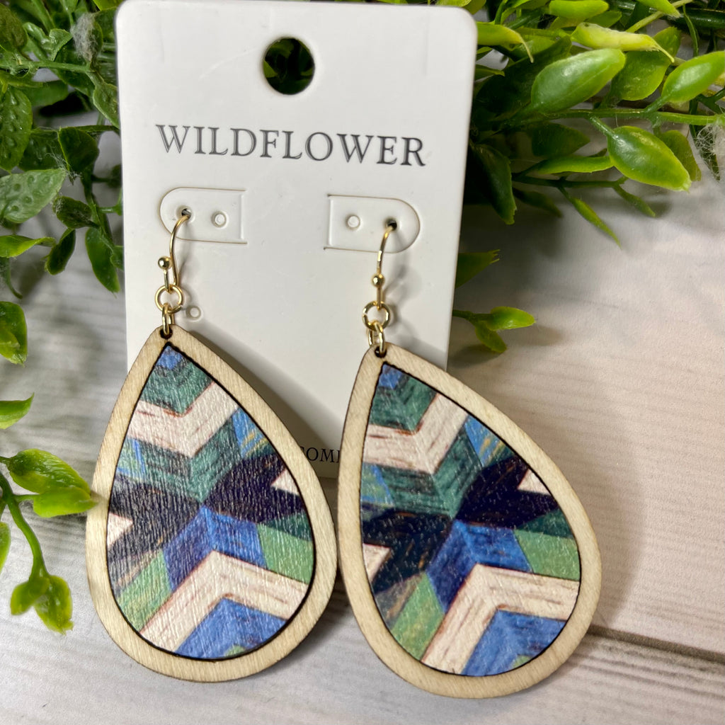 Sea Striped Wooden Earrings