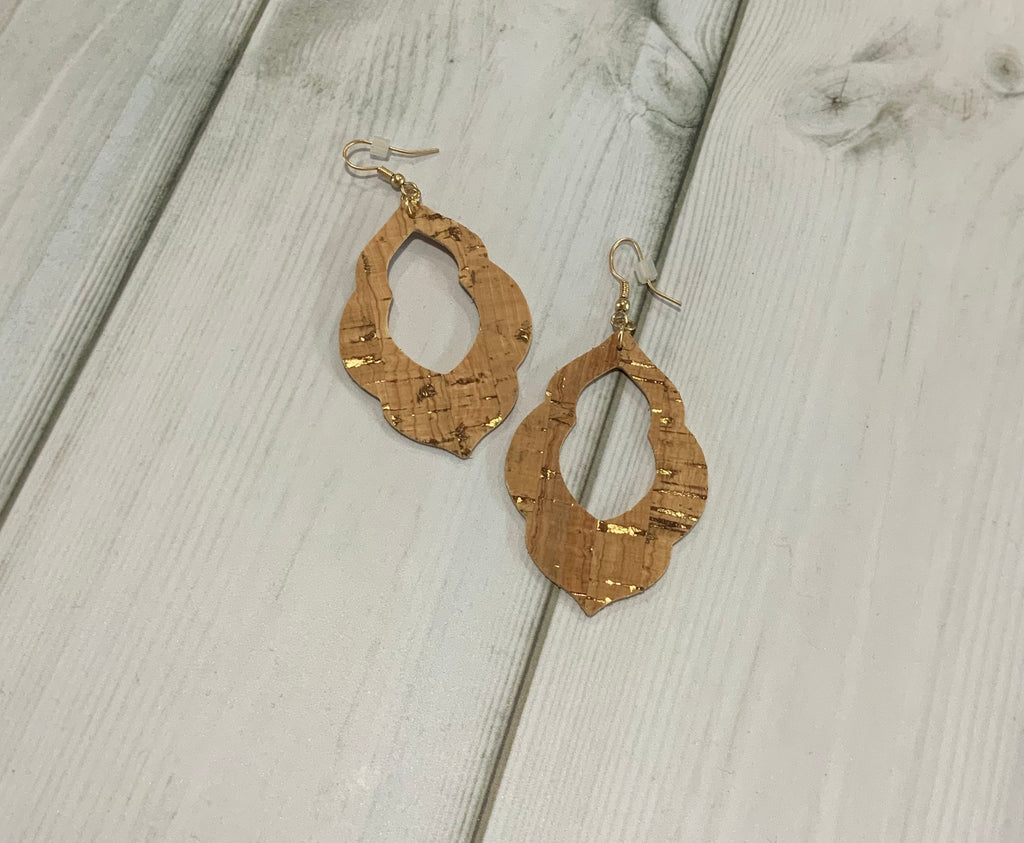 Gold and Cork Earrings