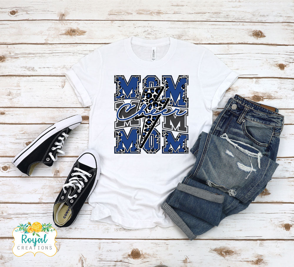 Lightning Bolt Cheer Mom - Blue