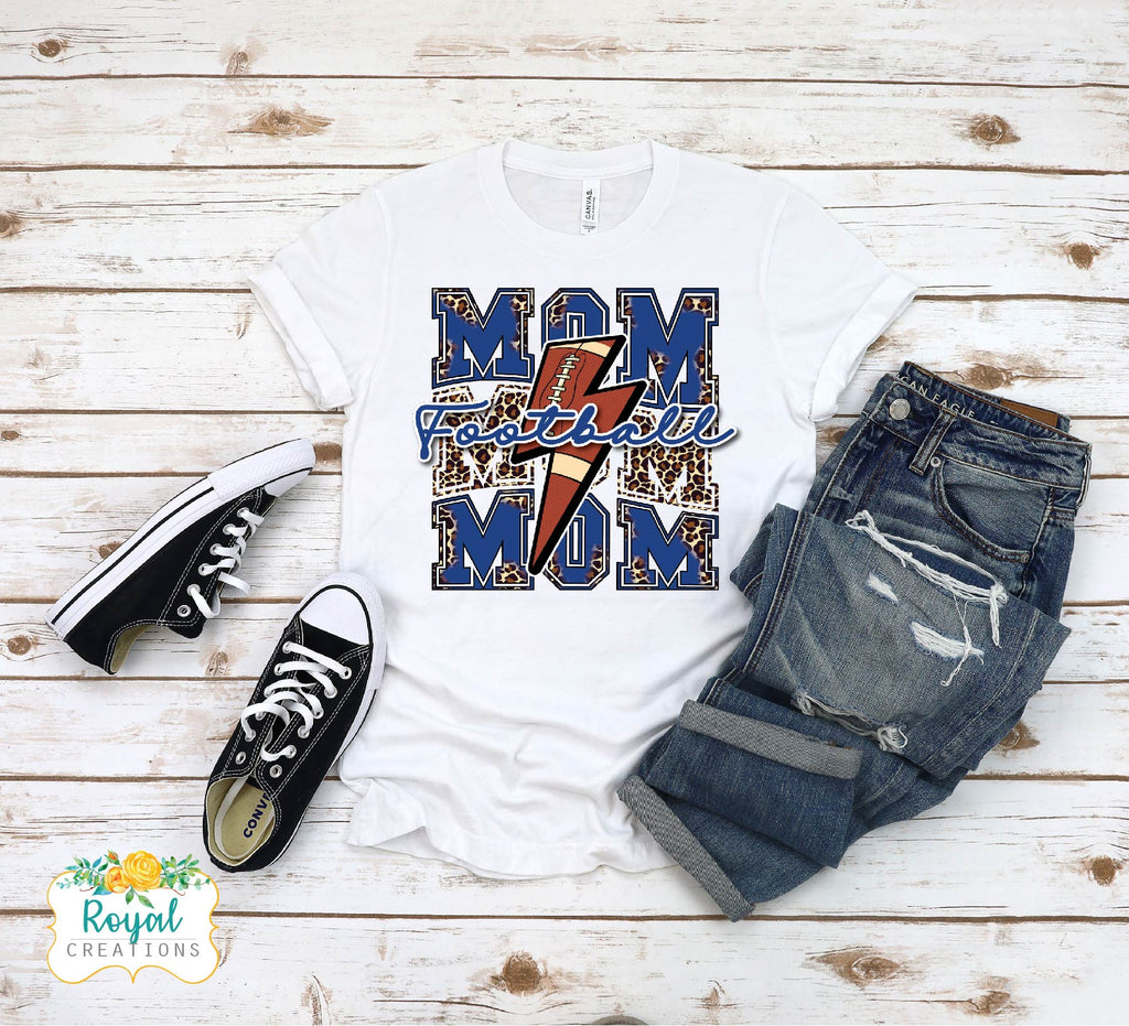 Football Mom Lightning Bolt - Blue