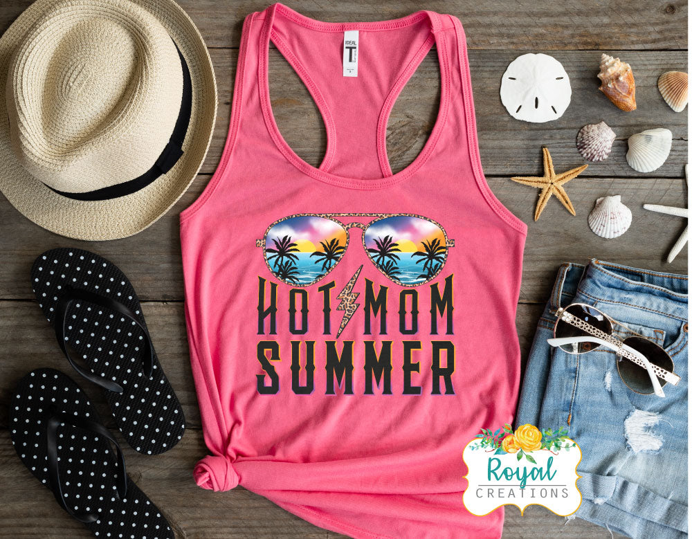 Hot Mom Summer with Glasses Tank