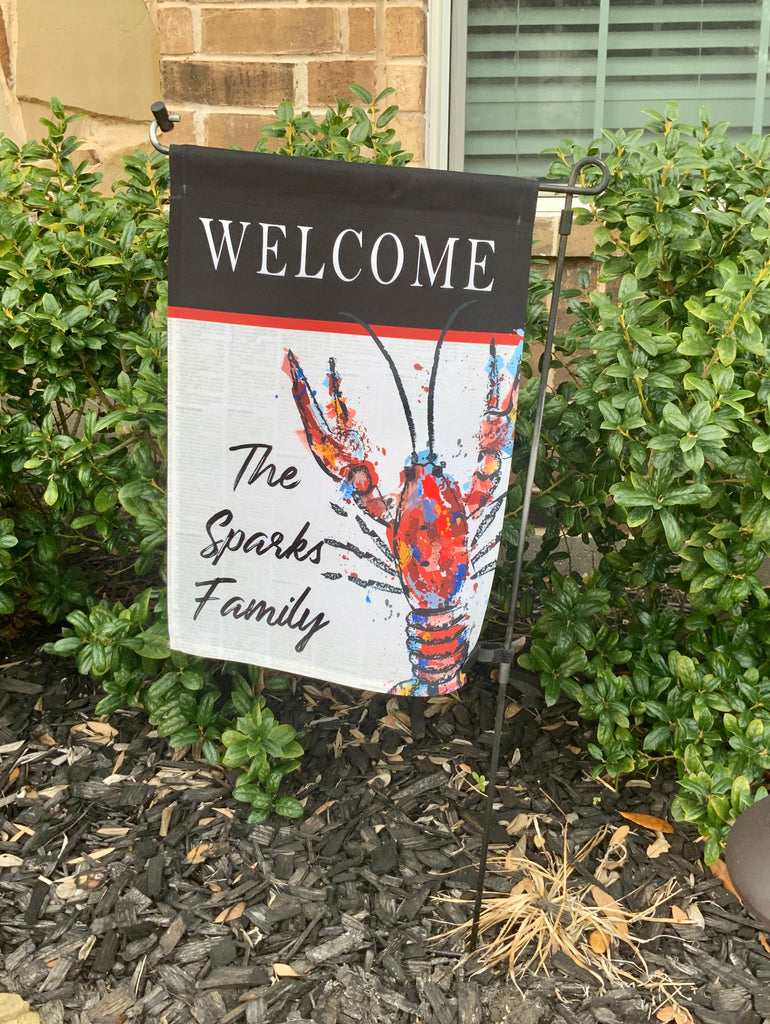 Welcome Crawfish Personalized Garden Flag