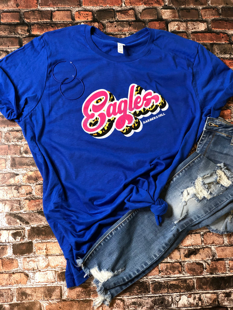 Retro Pink Eagles - Blue T-Shirt