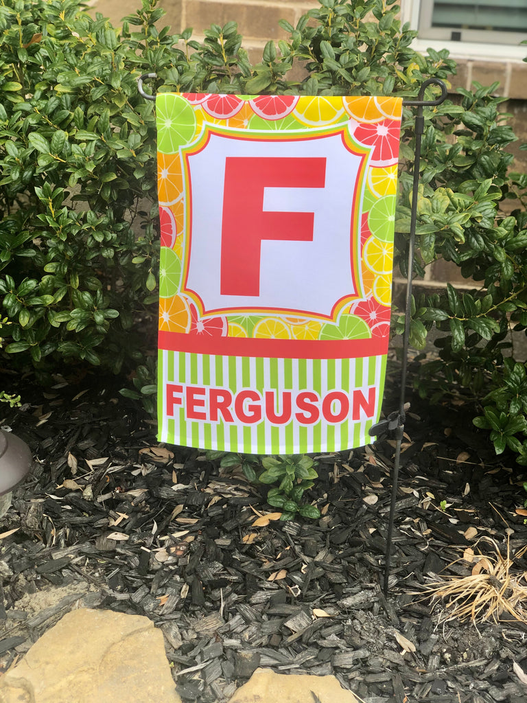 Lemon and Lime Bright Personalized garden flag