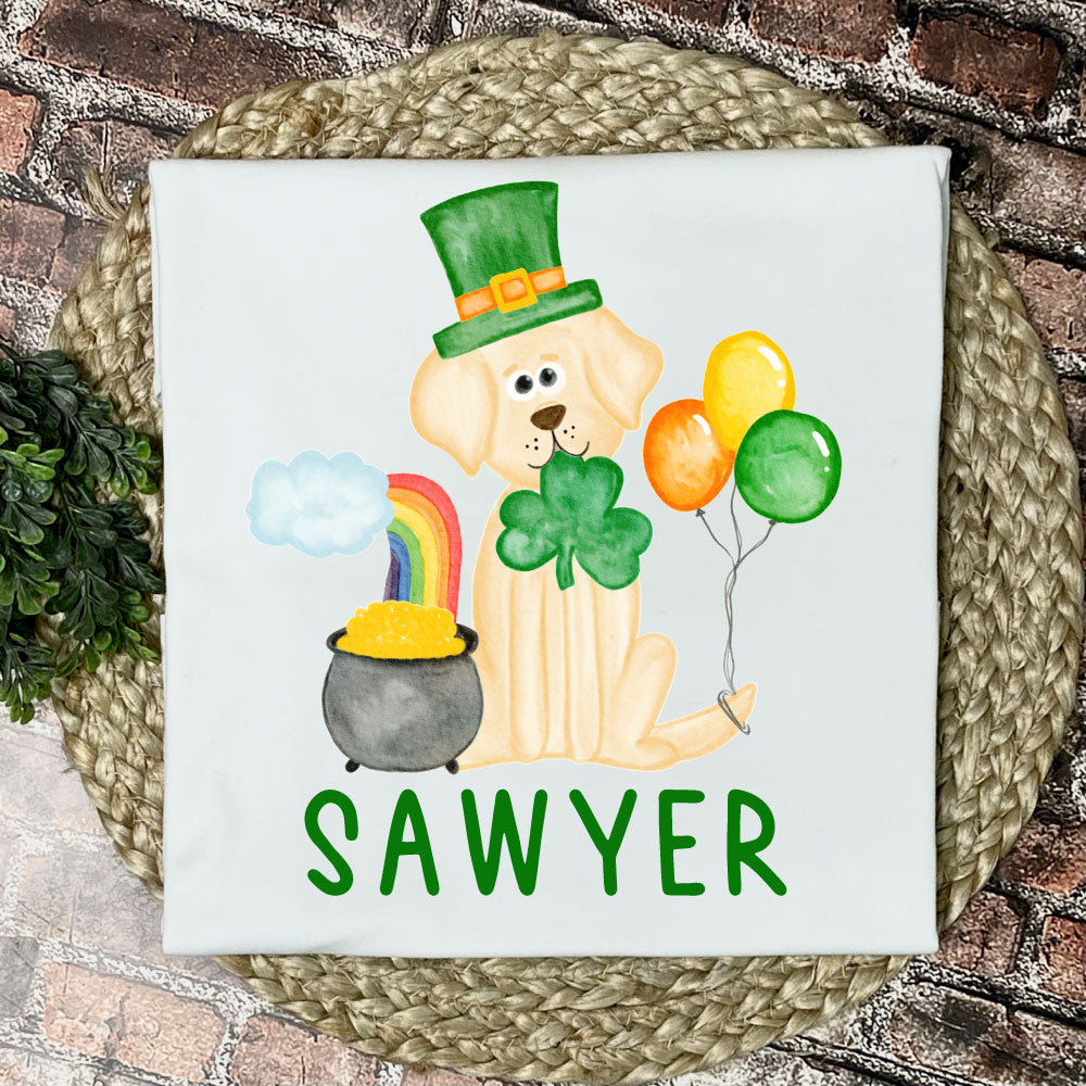 St. Patrick's Day Yellow Lab boy - PERSONALIZED