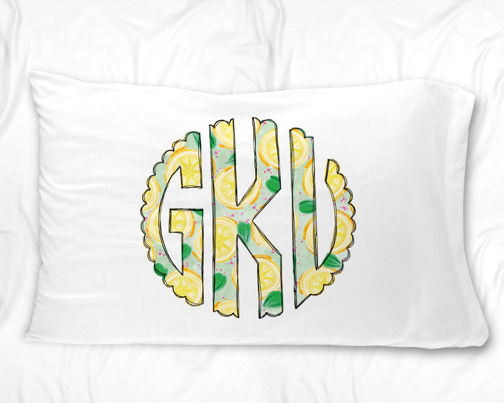 Lemon Monogramed Pillowcase