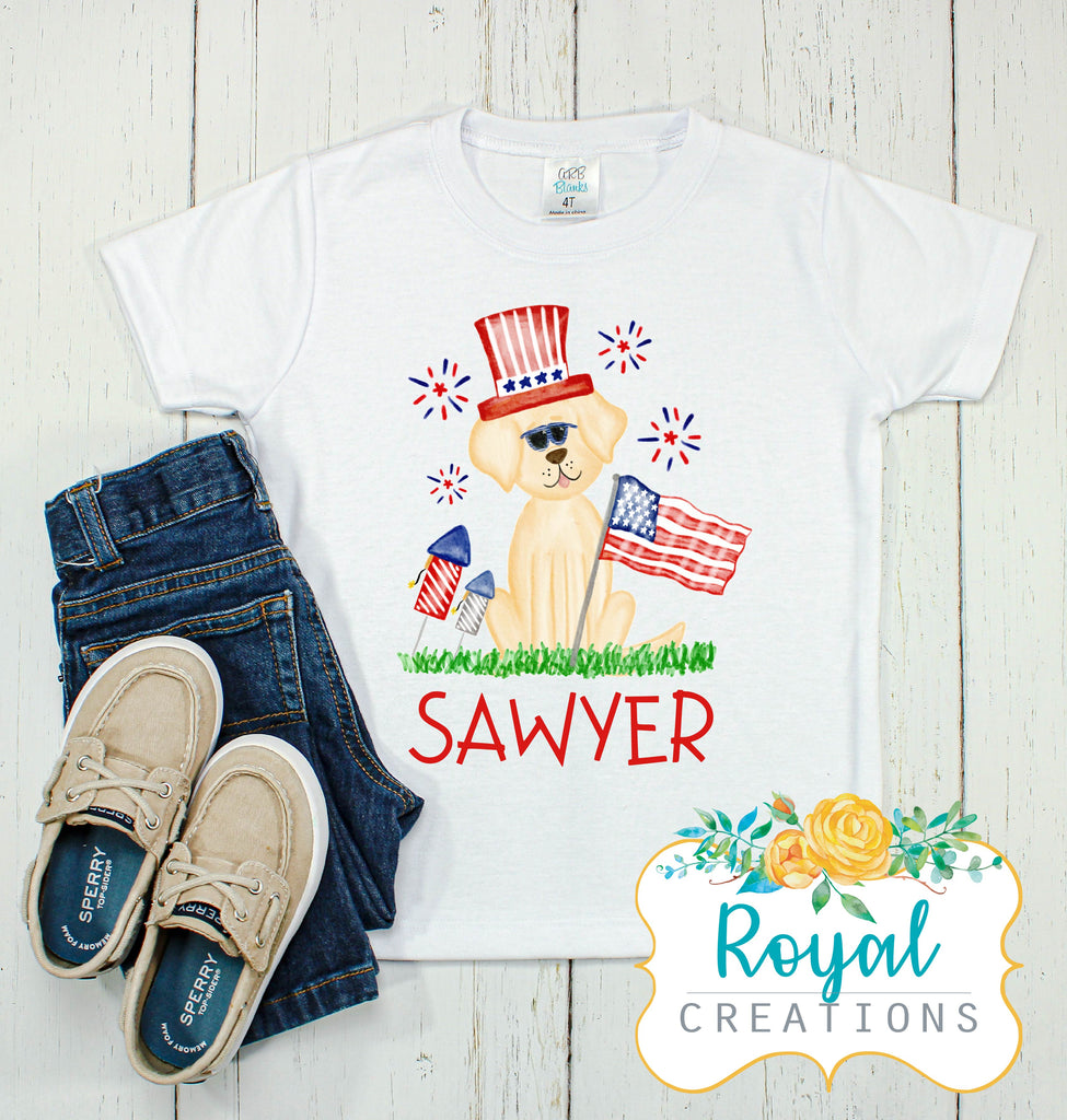 Patriotic Yellow Lab T-Shirt - Personalized