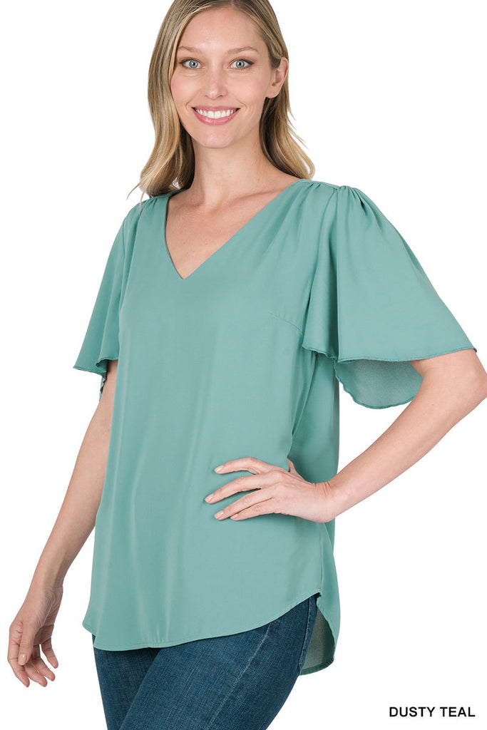 Waterfall Top - Dusty Teal