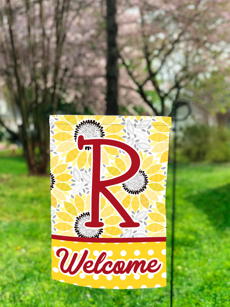 Sunflower Yellow and Red Personalized Garden Flag