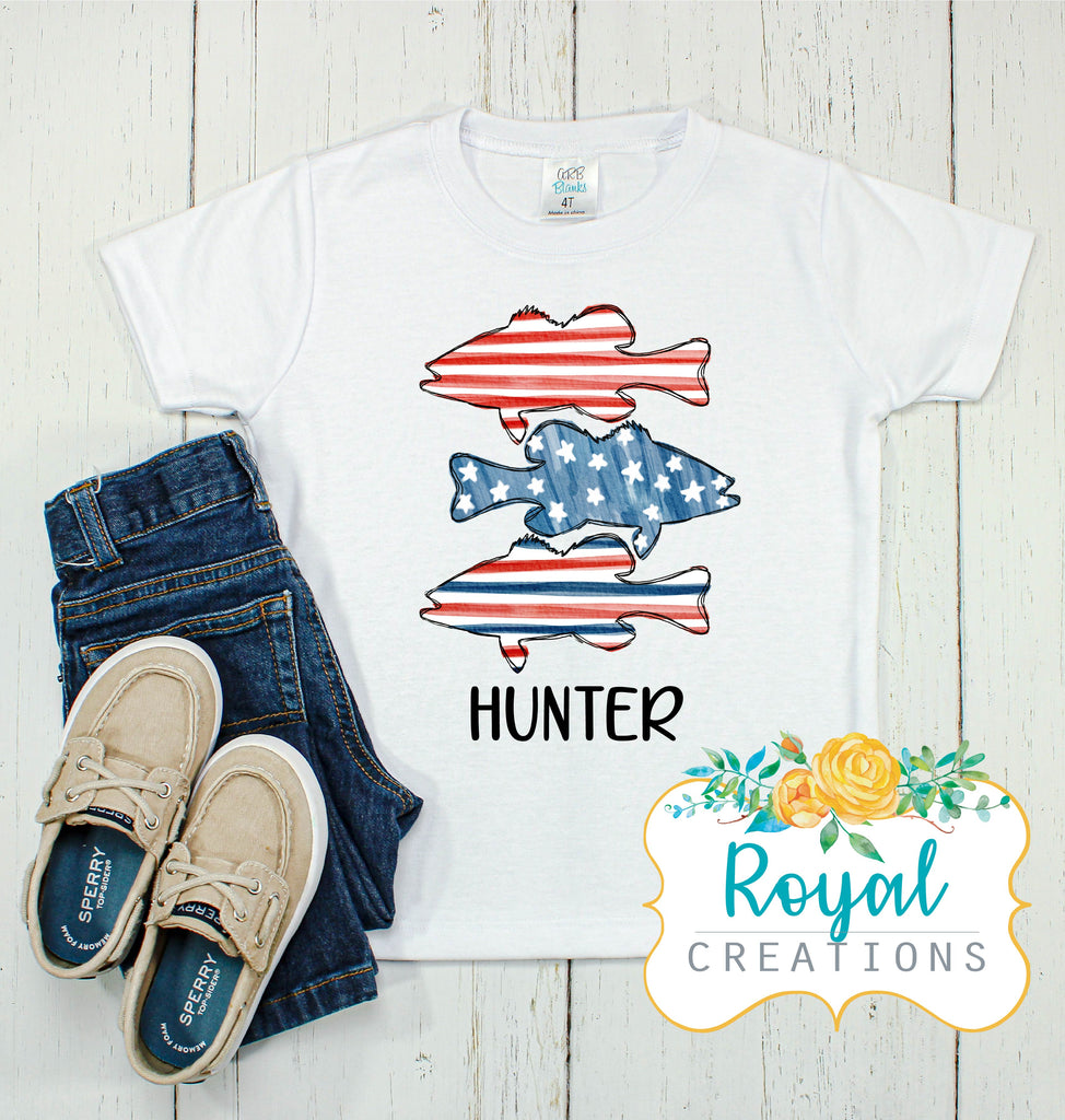 Patriotic Fish Stack T-Shirt - Personalized