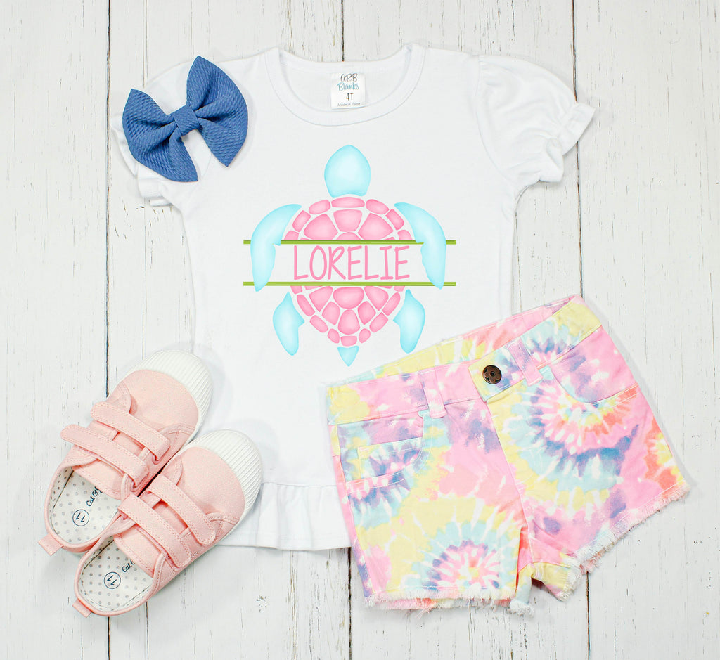 Turtle Teal and Pink - Personalized