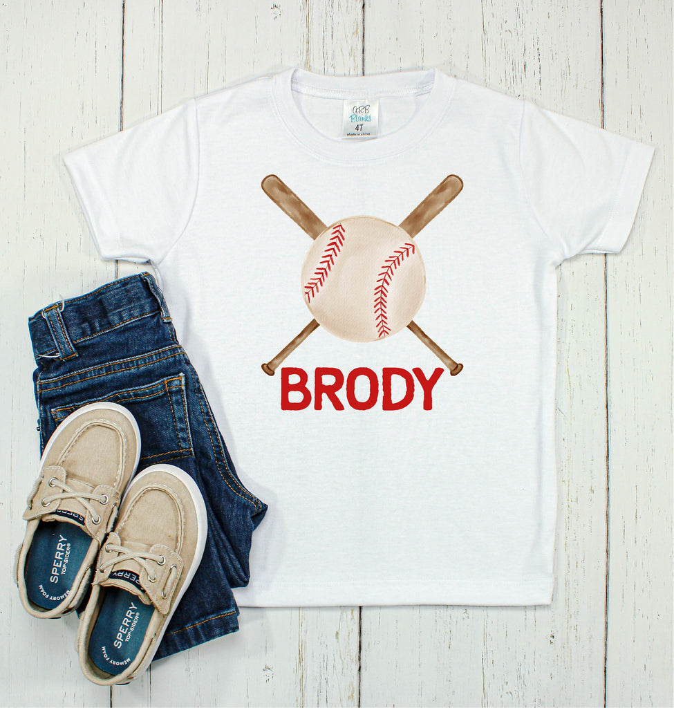 Baseball with Bats T-Shirt - Personalized