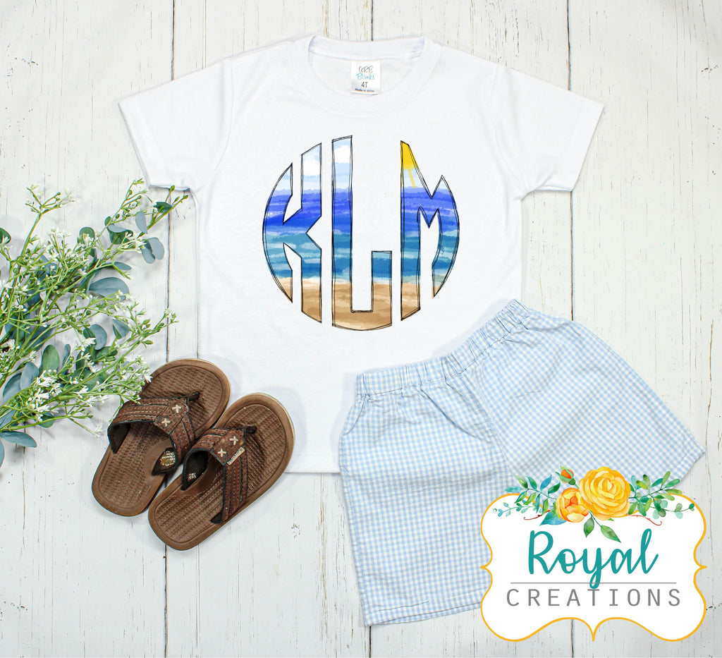 Beach Monogram T-Shirt - Personalized