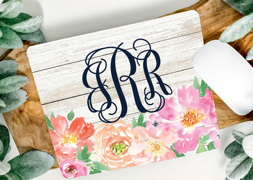 Personalized Mousepad - Wood and Flowers