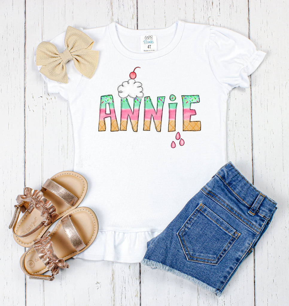 Ice Cream Font T-shirt Pink - Personalized