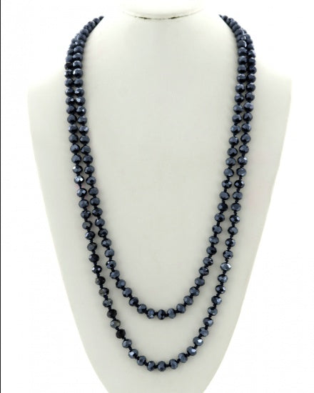 Long Bead Necklace - Navy