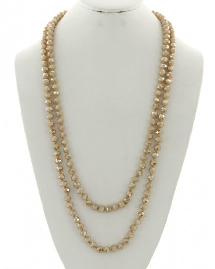 Long Bead Necklace - Beige