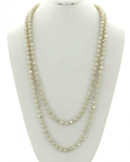 Long Bead Necklace - White