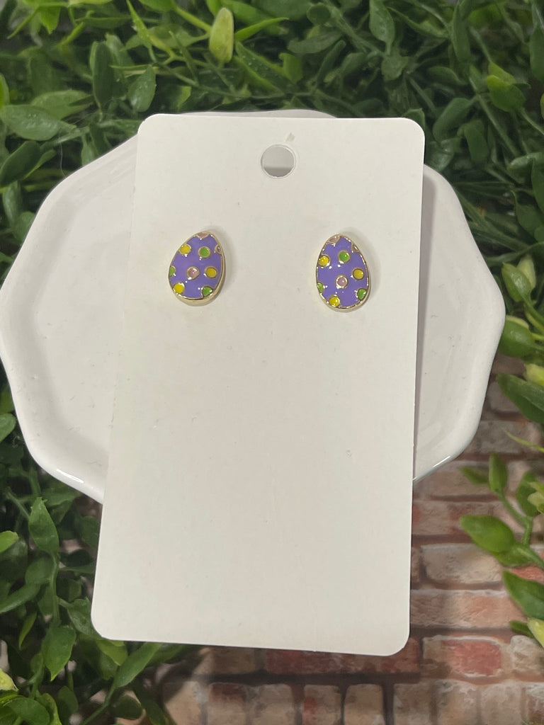 Purple Easter Egg Stud Earrings