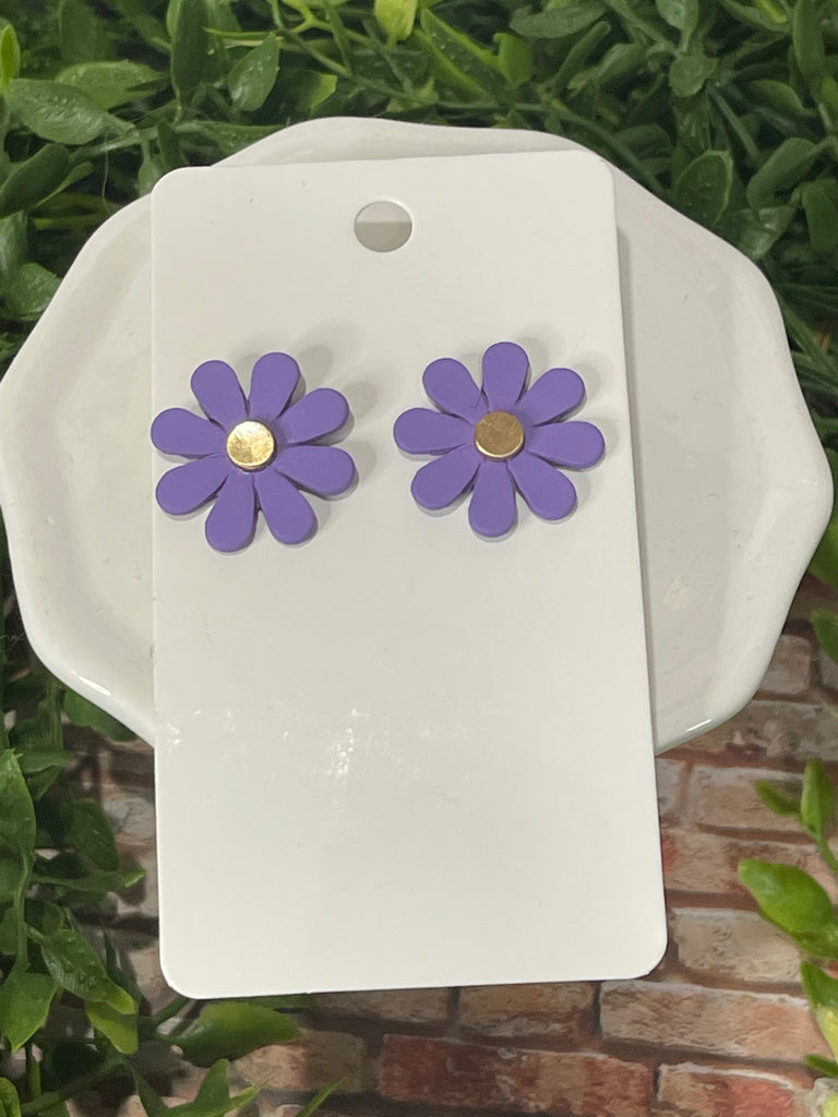 Purple Daisy Earrings