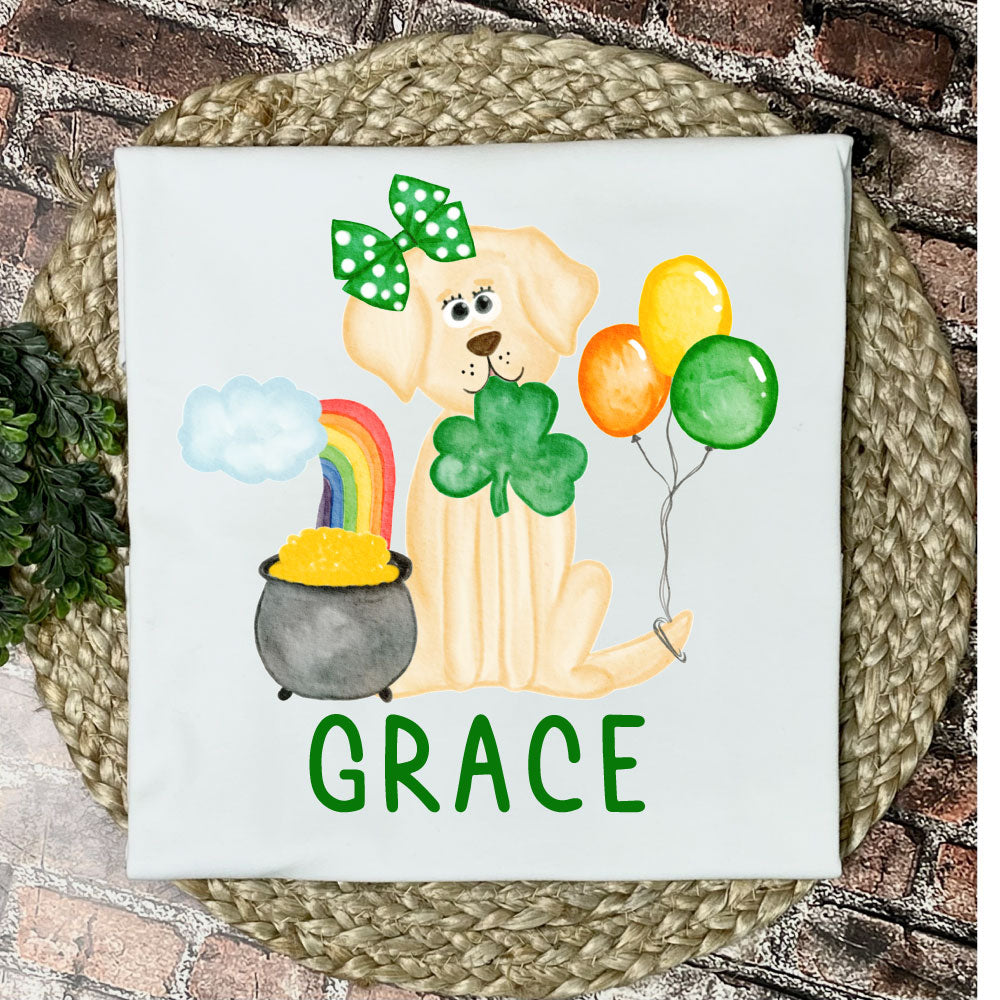 St. Patrick's Day Yellow Lab Girl - PERSONALIZED