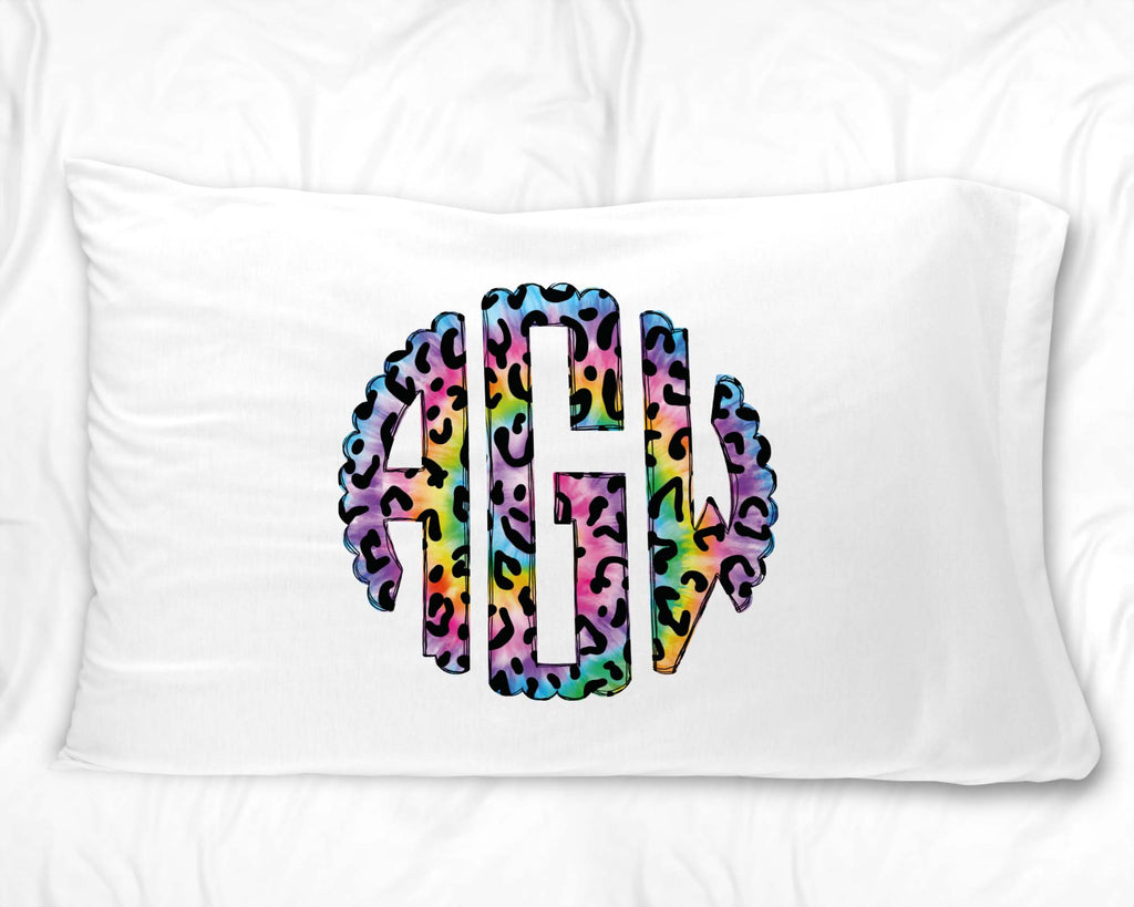 Leopard Tie Dye Monogramed Pillowcase