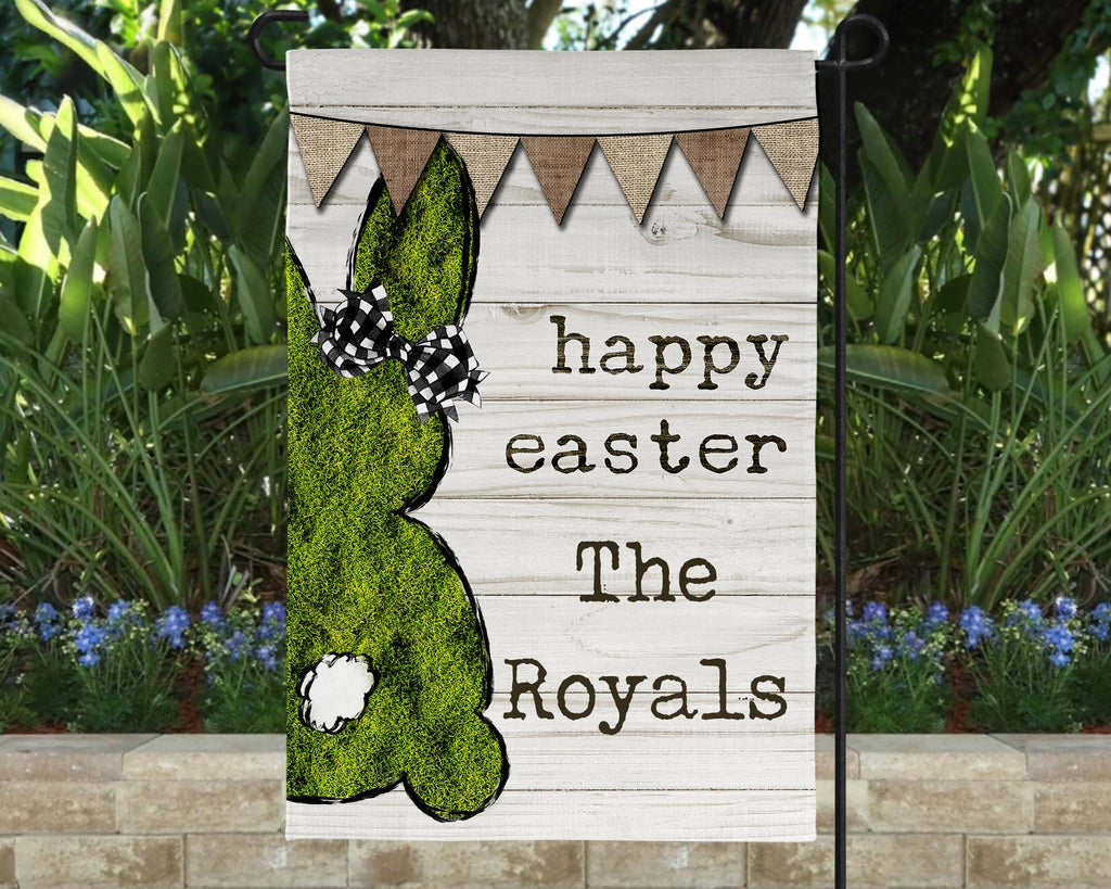 Mossy Easter Bunny Garden Flag