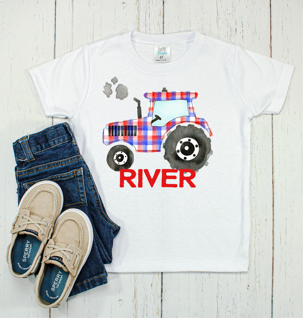 Red and blue Plaid Tracker T-Shirt - Personalized